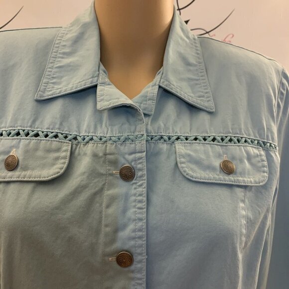 ALFRED DUNNER. Size 10P. Cotton Long Sleeve Cuffed Snap Front Jacket. B88. - Picture 2 of 9